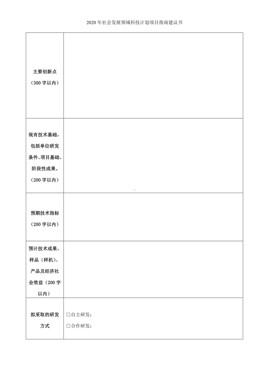 2020年社会发展领域科技计划项目指南建议书参考模板范本.doc_第2页