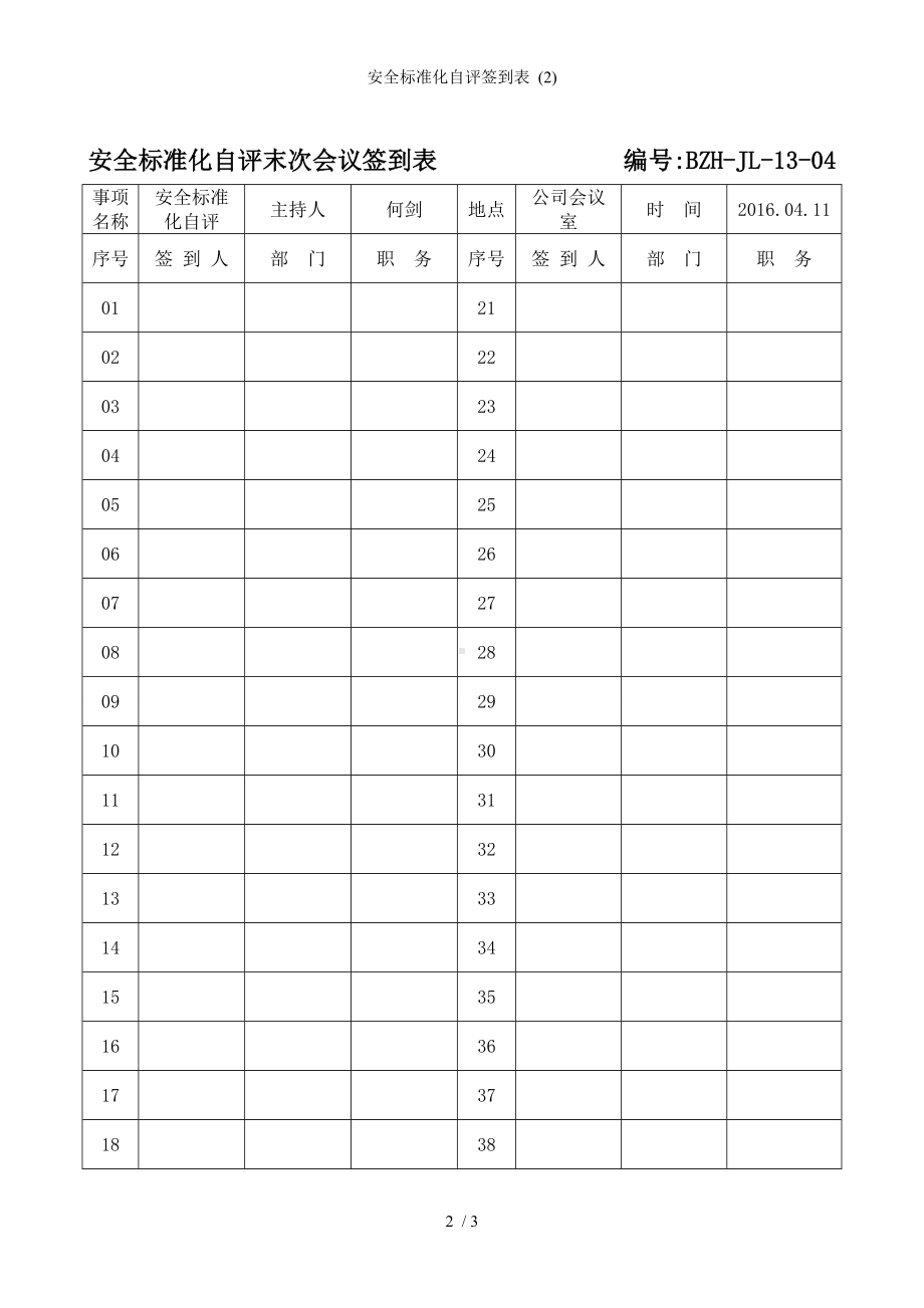 安全标准化自评签到表 (2)参考模板范本.doc_第2页