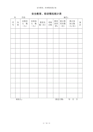 安全教育、培训情况统计表参考模板范本.doc