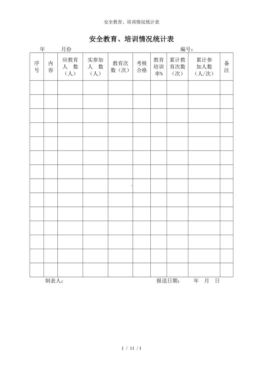 安全教育、培训情况统计表参考模板范本.doc_第1页