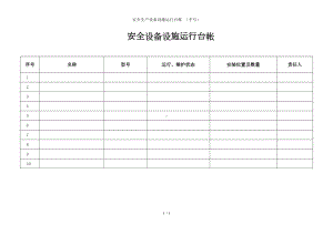 安全生产设备设施运行台帐 （手写）参考模板范本.doc