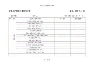 安全生产目标和指标考评表模板范本.doc