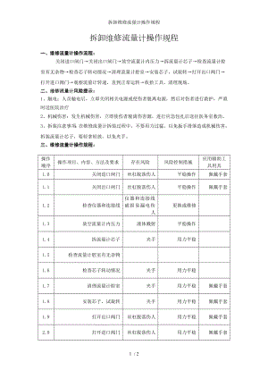 拆卸维修流量计操作规程参考模板范本.doc