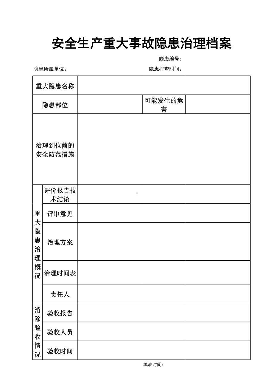 安全生产重大事故隐患治理档案 (2)参考模板范本.xls_第1页