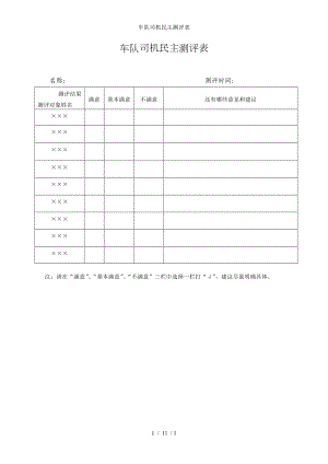 车队司机民主测评表参考模板范本.doc