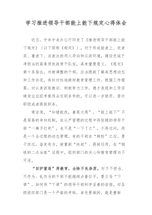 学习2022《推进领导干部能上能下规定》心得体会及讲话稿(5篇合集）.docx