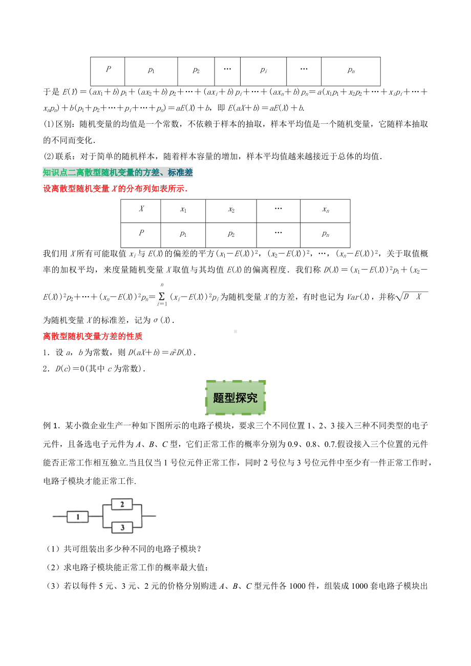 7.3 离散型随机变量的数字特征 讲义-2022新人教A版（2019）《高中数学》选择性必修第三册.docx_第2页