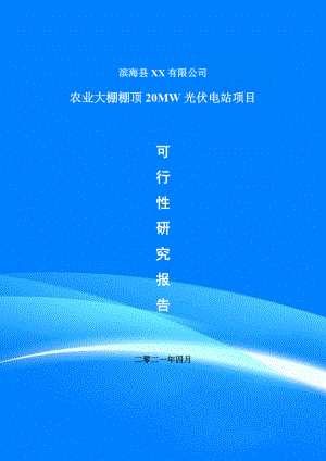 农业大棚棚顶20MW光伏电站项目可行性研究报告建议书.doc