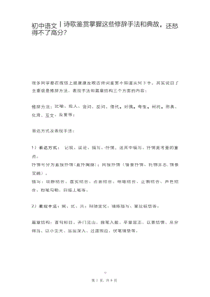 初中语文丨诗歌鉴赏掌握这些修辞手法和典故.docx