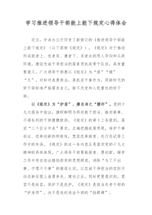 学习2022中国共产党推进领导干部能上能下规定心得感悟(五篇合集).docx