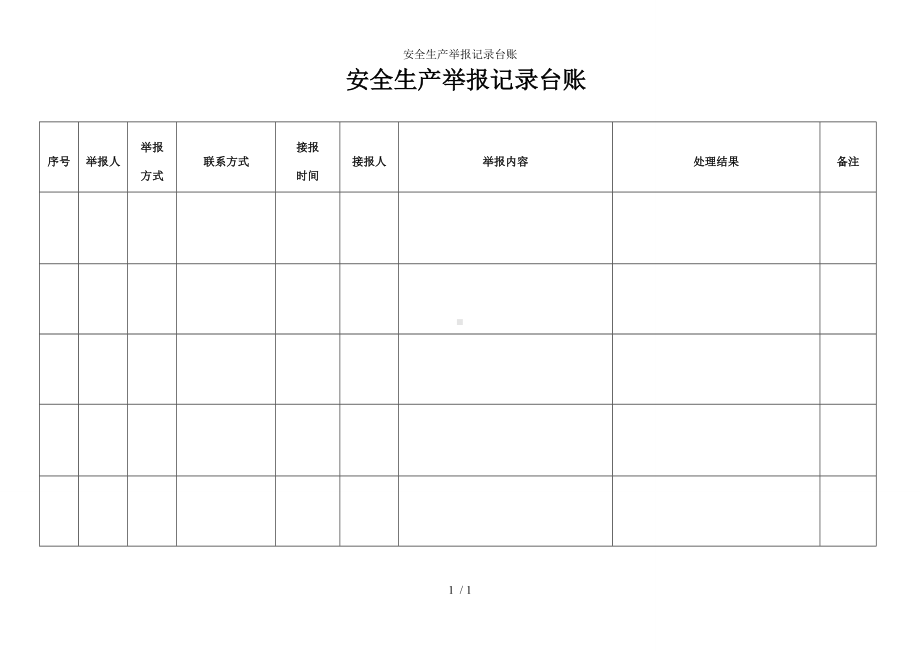 安全生产举报记录台账参考模板范本.doc_第1页