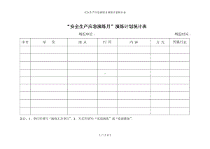 安全生产应急演练月演练计划统计表参考模板范本.doc