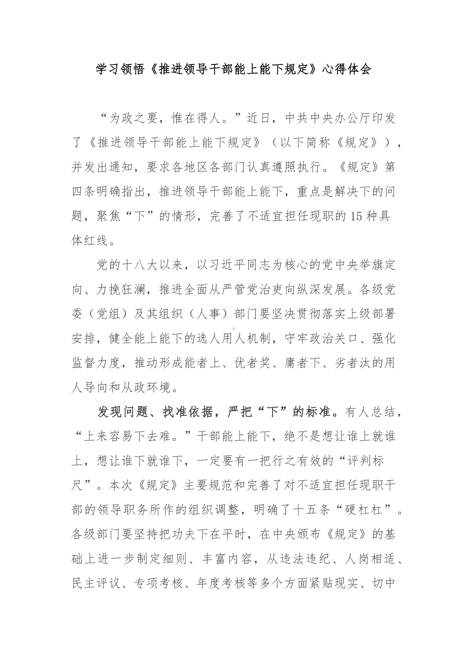 学习领悟《推进领导干部能上能下规定》心得体会3篇.docx_第3页