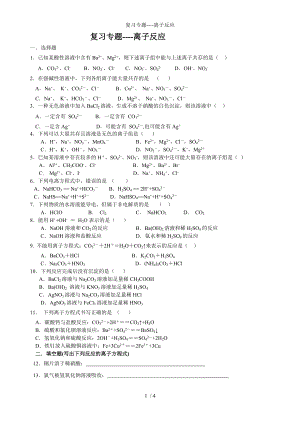 复习专题-离子反应参考模板范本.doc