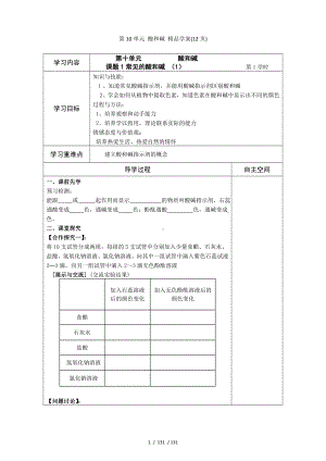 第10单元 酸和碱 精品学案(12页)参考模板范本.doc