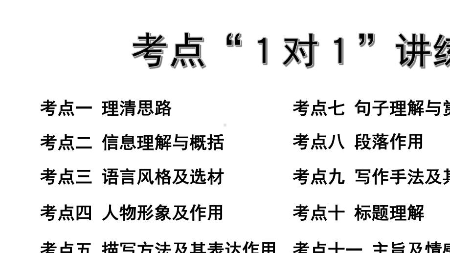 2020年福建中考语文复习第二部分阅读专题三文学作品阅读考点“1对1”讲练课件.pptx_第1页