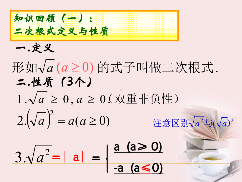 人教版八年级下册数学：二次根式复习课件.ppt_第2页