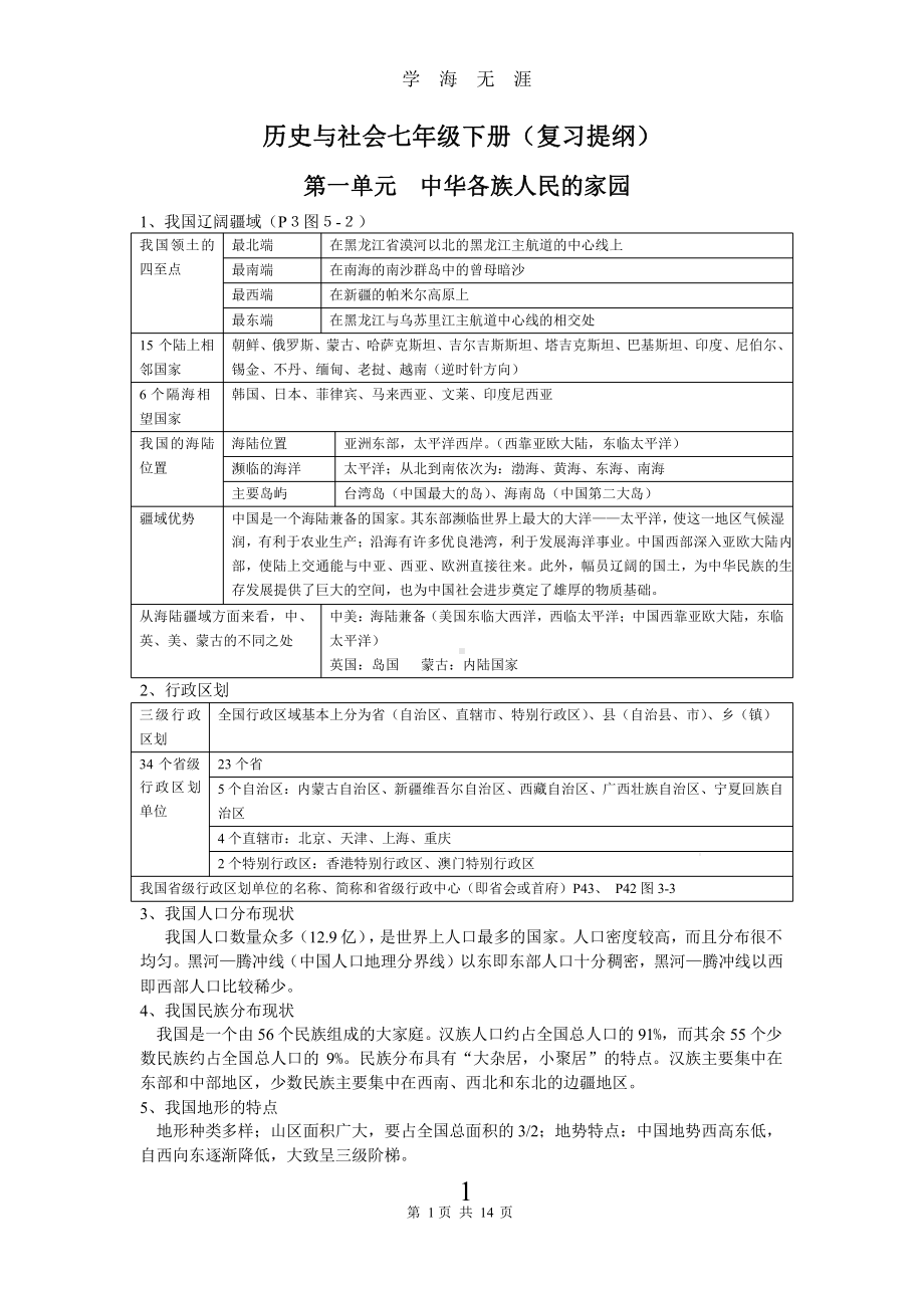 2020学年七年级下册历史与社会复习提纲(新人教版)x课件.pptx_第1页