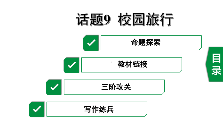 中考英语写作指导(书面表达)话题9校园旅行课件.ppt_第1页