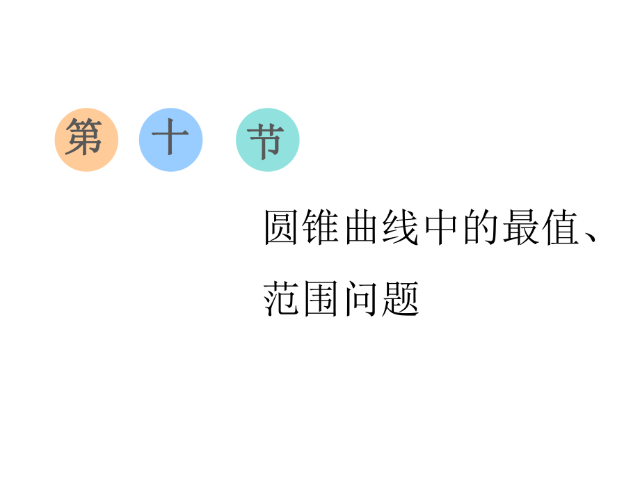 2020届三维设计一轮复习第九章平面解析几何第十节圆锥曲线中的最值、范围问题课件.ppt_第1页