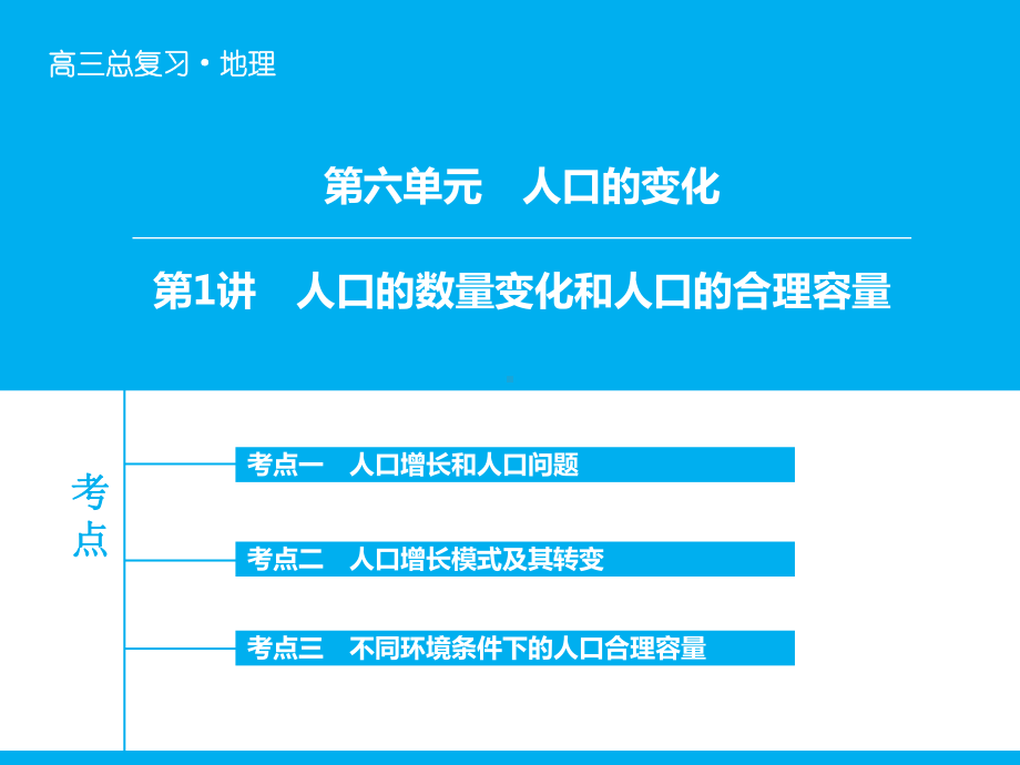 人口的数量变化和人口的合理容量一轮复习课件.pptx_第1页