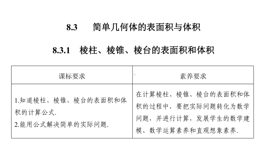 83831棱柱、棱锥、棱台的表面积和体积课件.pptx_第1页