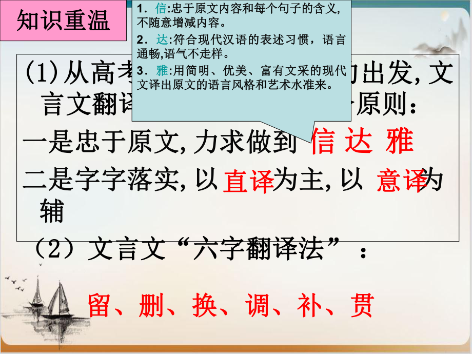 人教版高中语文必修五梳理探究《文言词语和句式有趣的语言翻译文言文翻译技巧》课件.ppt_第3页