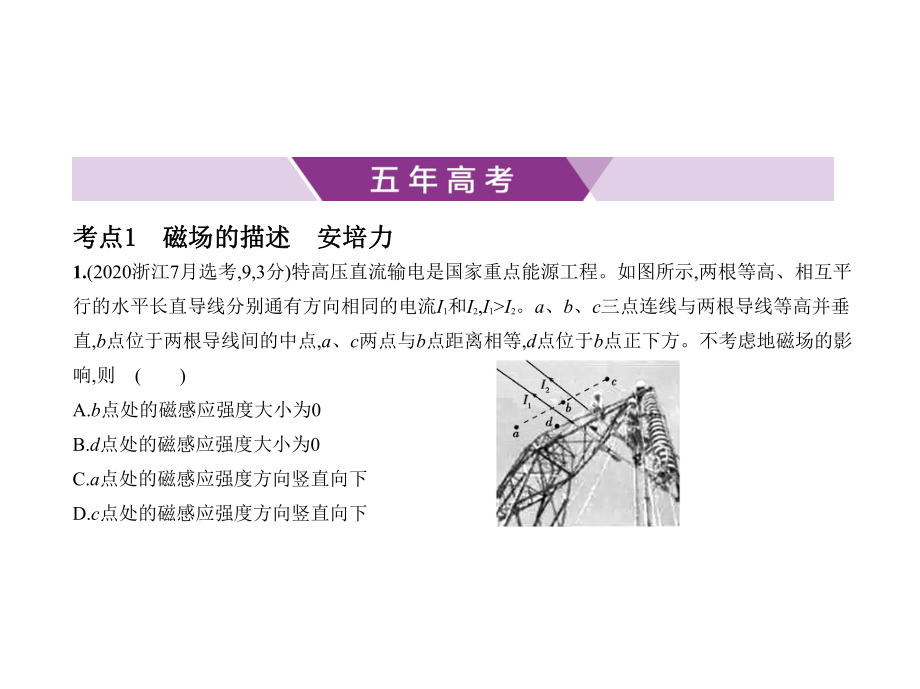 2021年浙江高考物理复习练习课件：专题十磁场.pptx_第1页