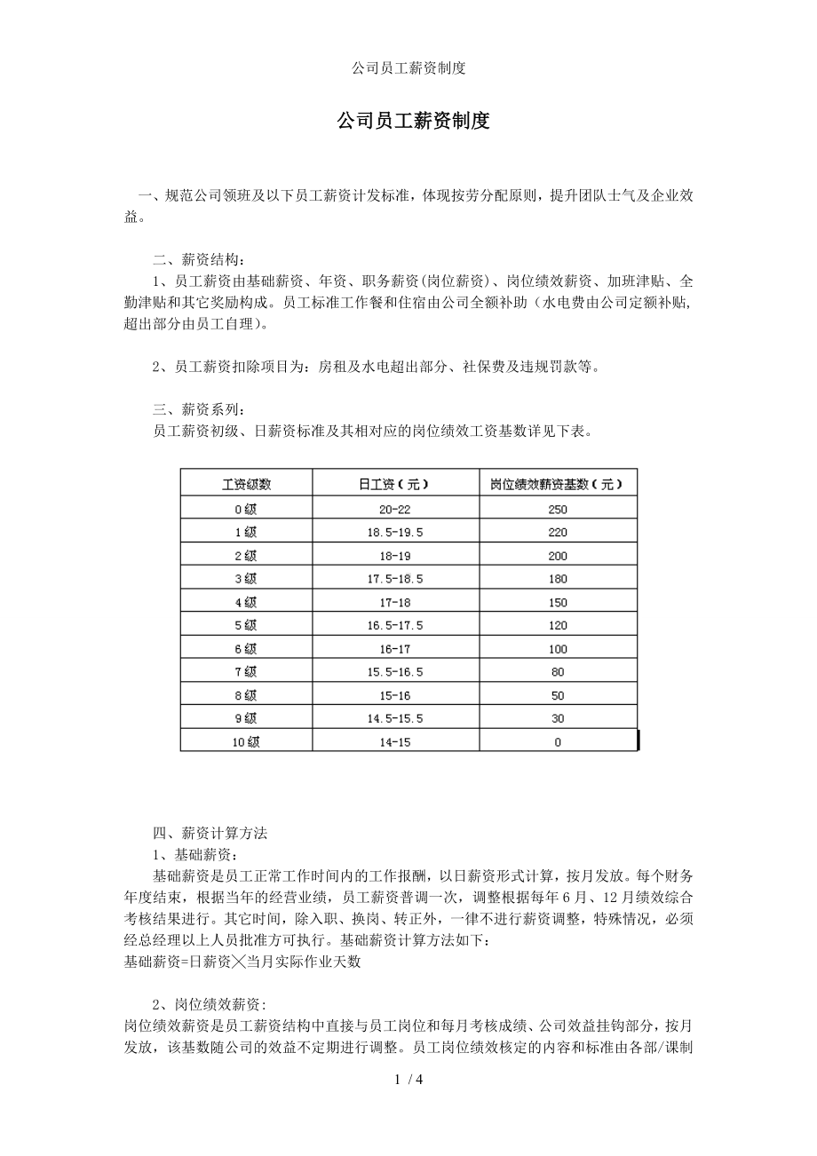 公司员工薪资制度参考模板范本.doc_第1页