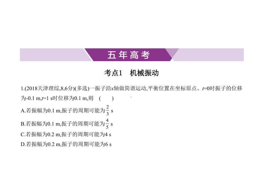 2021年广东高考物理复习练习课件：专题十五机械振动机械波.pptx_第1页