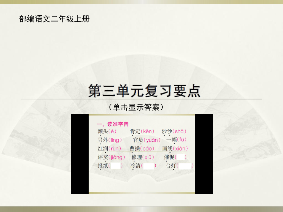 人教部编语文二年级上册第三单元专项复习要点附答案课件.pptx_第1页