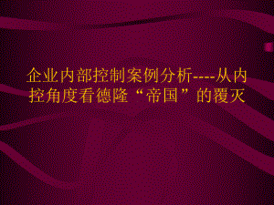 企业内部控制案例分析从内控角度看德隆“帝国”的覆灭课件.ppt