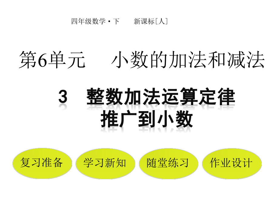 四年级下册数学第6单元整数加法运算定律推广到小数人教版课件.pptx_第1页