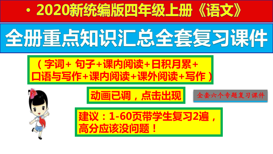 （版统编）部编人教版四年级上册语文期末总复习全套专题课件(动画点击出现).pptx_第1页