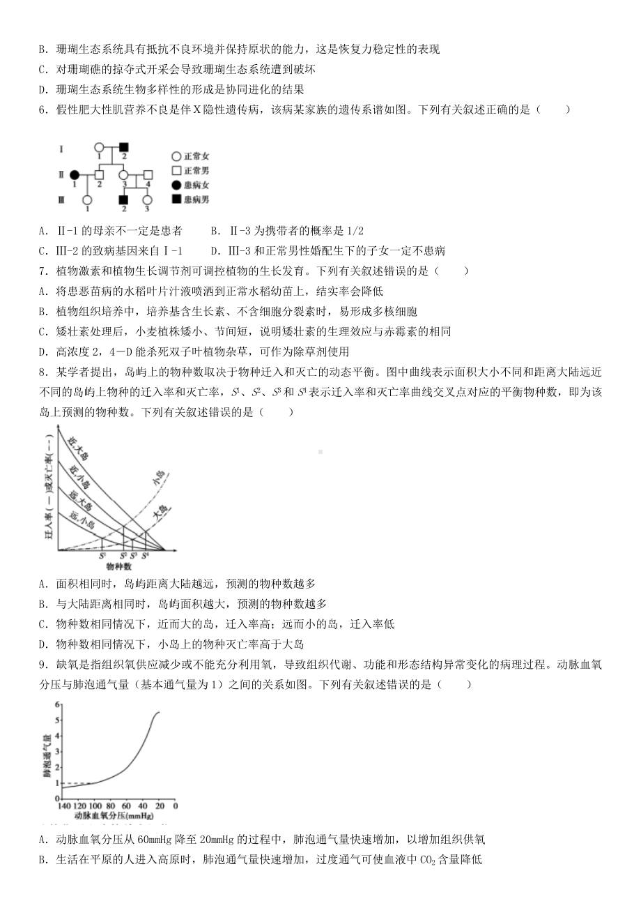 2022年高考真题-生物（海南卷） 含答案.docx_第2页