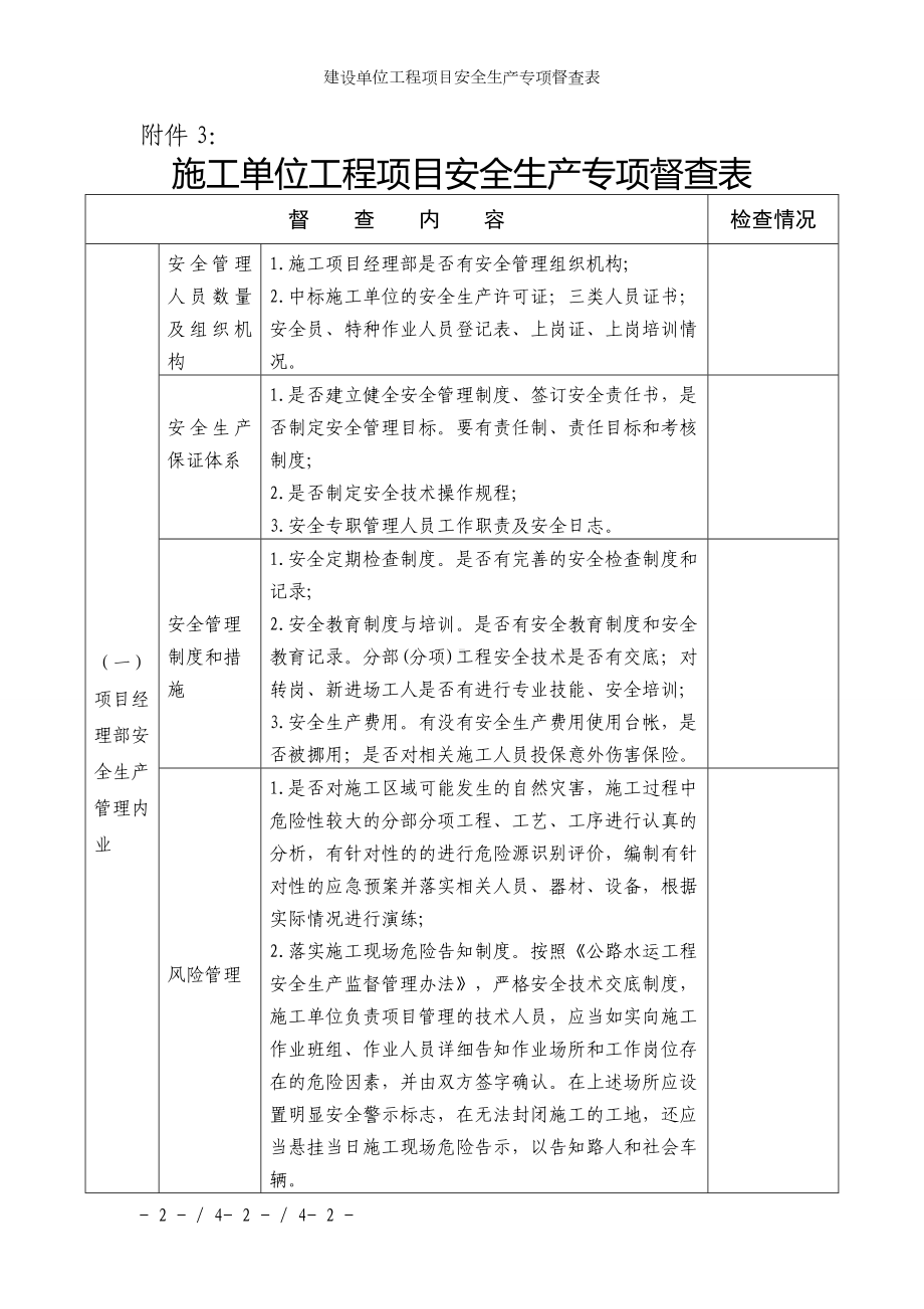 建设单位工程项目安全生产专项督查表参考模板范本.doc_第2页