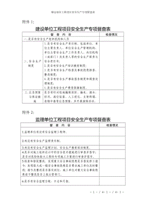 建设单位工程项目安全生产专项督查表参考模板范本.doc