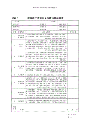 建筑施工消防安全专项治理检查表参考模板范本.doc