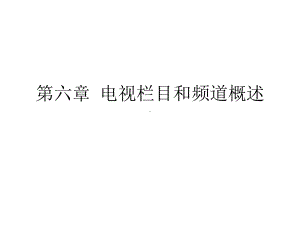 第六章电视栏目和频道共38张课件.ppt