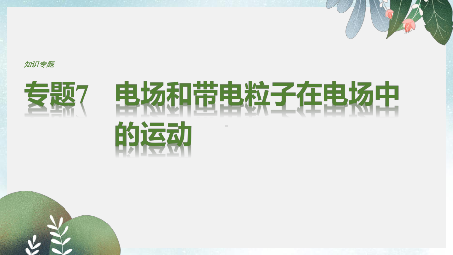 高考物理二轮复习专题7电场和带电粒子在电场中的运动课件.ppt_第1页