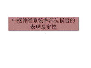 中枢神经各系统各部位损害的表现课件.ppt