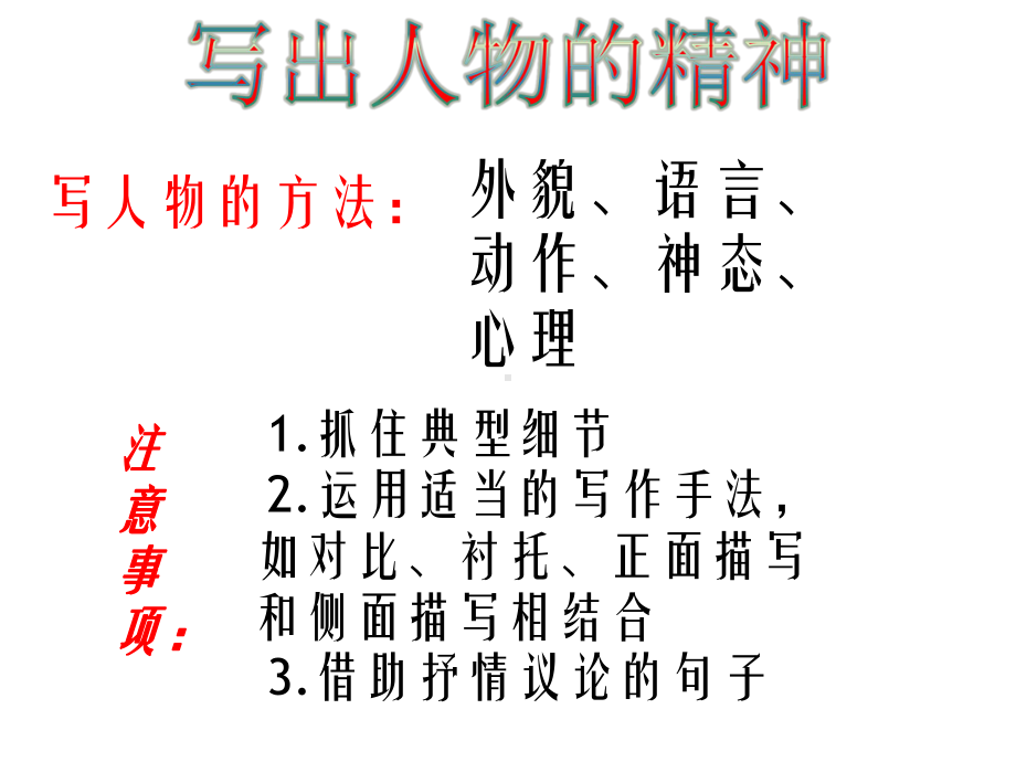 七年级语文下册第一单元作文指导《写出人物的精神之外课件.ppt_第2页