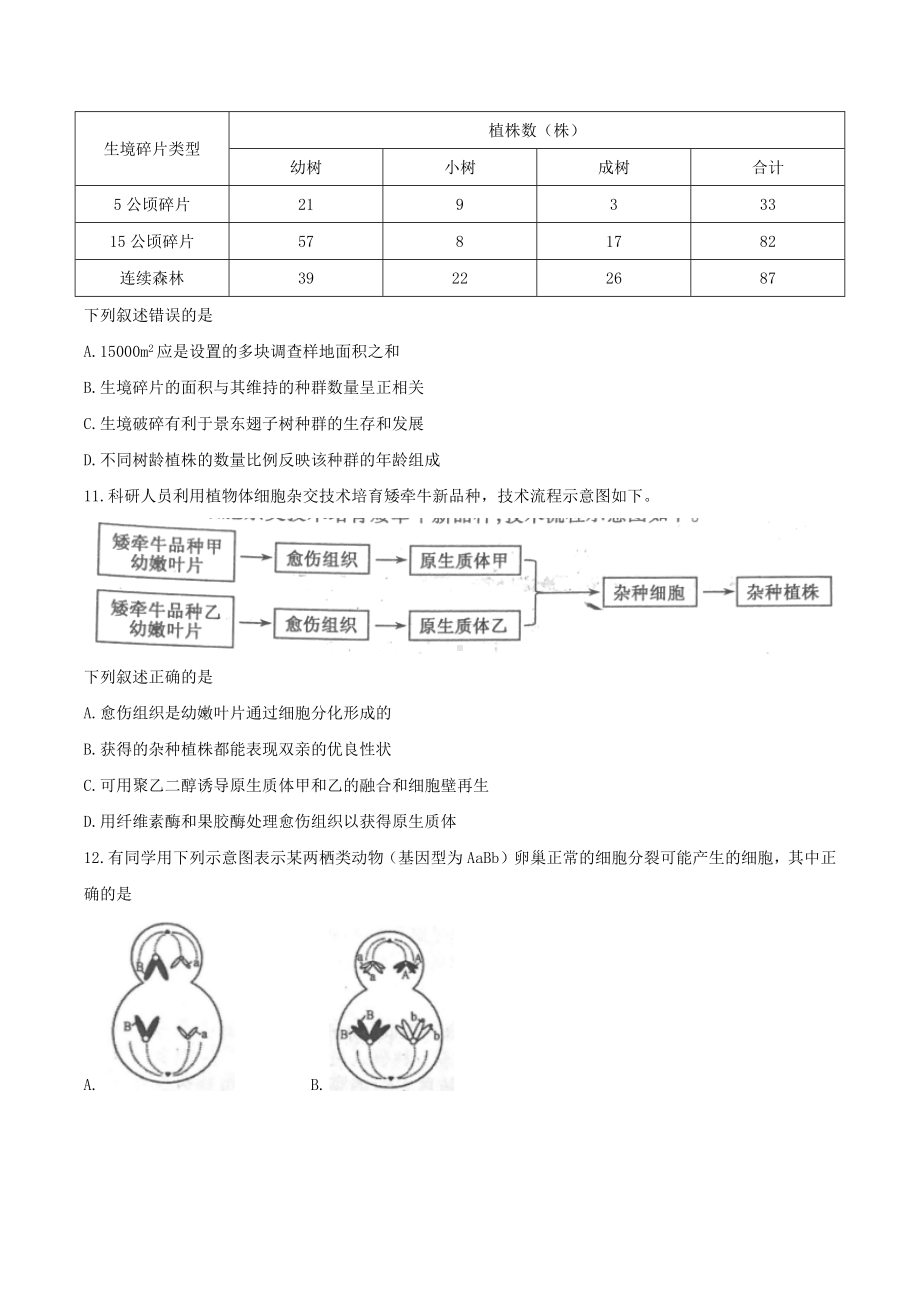 2021年高考真题-生物（福建卷） 含答案.docx_第3页