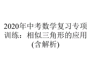 2020年中考数学复习专项训练：相似三角形的应用(含解析).pptx