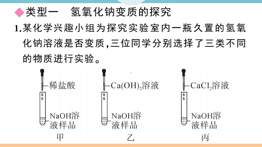 初三人教版九年级化学下册安徽习题讲评课件同步练习4第十一单元盐化肥7专题三碱变质的实验探究.pptx_第2页