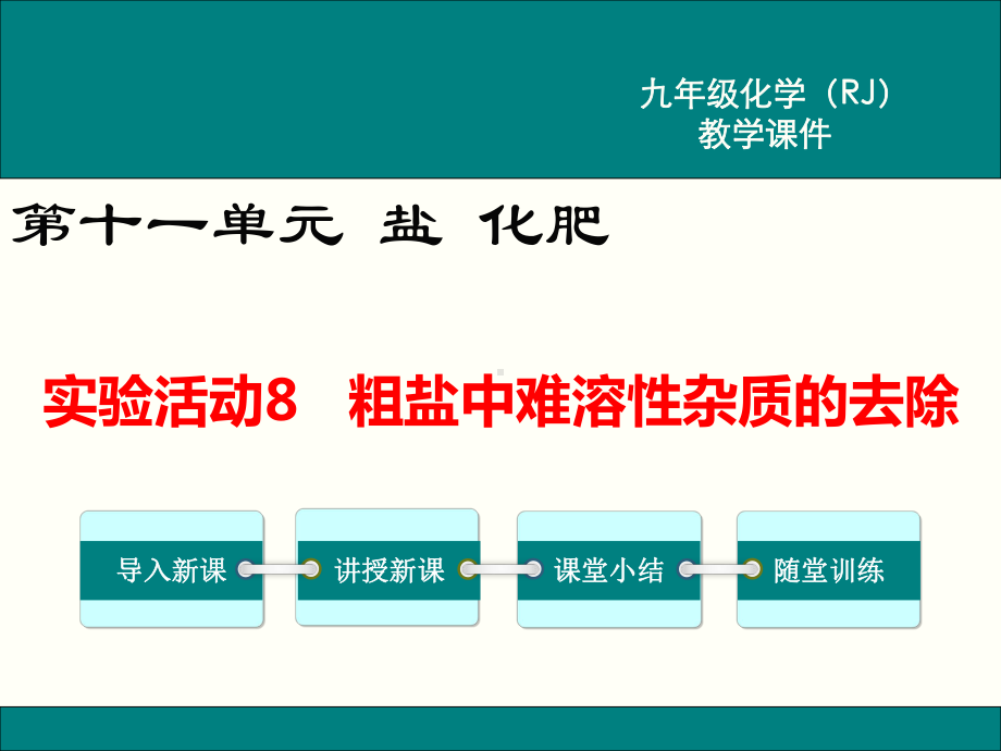 初三人教版九年级化学下册教学课件4第十一单元盐化肥实验活动8粗盐中难溶性杂质的去除.pptx_第1页