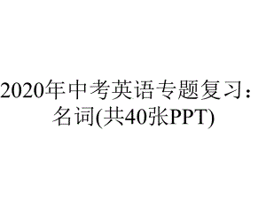 2020年中考英语专题复习：名词(共40张PPT).ppt