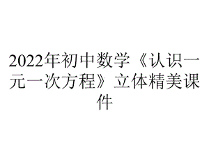 2022年初中数学《认识一元一次方程》立体精美课件.ppt