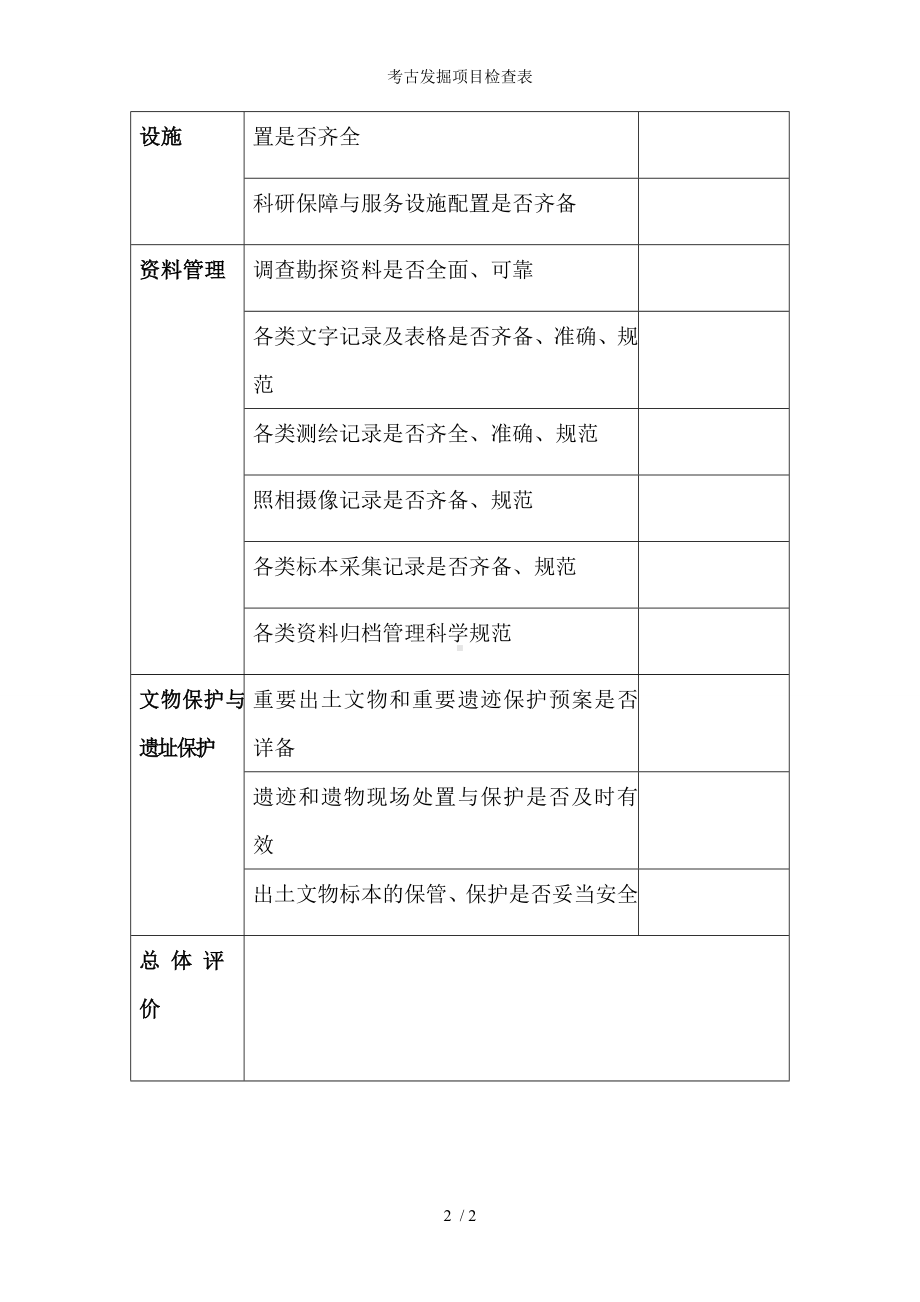 考古发掘项目检查表参考模板范本.doc_第2页