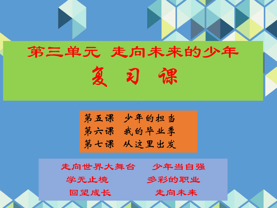 20202021学年人教版道德与法治九年级下册第三单元走向未来的少年复习课件.pptx_第1页